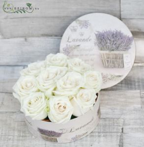 Flower box with white roses (10 stems)