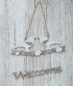 Hanging welcome decor with birds (20cm)