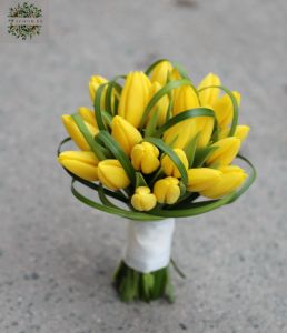 Bridal bouquet of yellow tulips (yellow, tulip)