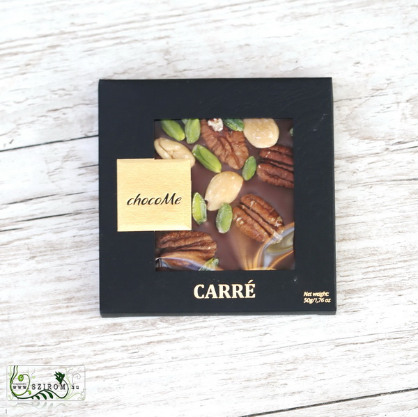 flower delivery Budapest - chocoMe hand made chocolate 50g (pecans, pistachios, Sicilian almonds)