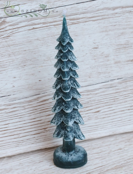 flower delivery Budapest - dark green pine shaped candle (22cm)