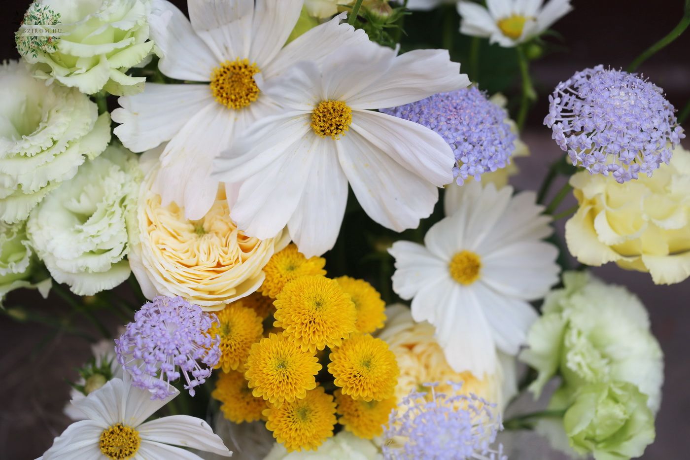 flower delivery Budapest - Summer flowers and eustomas in tin bowl