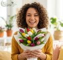 20 vegyes tulipán csokorban - original product photo with AI background