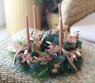 Advent wreath with live pine, bronze