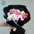 Graduation bouquet with unicorn, fluffy pink flowers