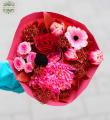 Small round bouquet with red - pink colors