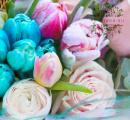 Besondere Tulpen mit Rosen in einem modernen strauß (15 Stiele)