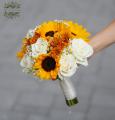 Bridal bouquet (sunflower, rose, chamomile, santini; yellow, white)
