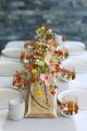 Moderne Tischdekoration mit Röhrchen, für Hochzeiten und Events (Hagebutte, Orchidee, Calla, Anthurie, Rosa, Pfirsich, Rot)