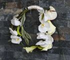 Modern karika csokor (kála, ordhidea, anthurium, fehér)