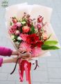 Large graduation bouquet with red and pink flowers