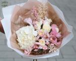 Pastel pink summer bouquet with seashells, orchids