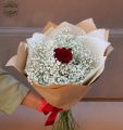 Gypsophila (babys breath ) bouquet with red rose (15 +1 stems)