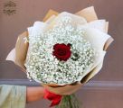 Gypsophila (babys breath ) bouquet with red rose (15 +1 stems)