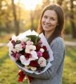 Bouquet of roses with phalaenopsis - original product photo with AI background