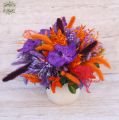 Dried flower arrangemetn in summer vibe, with 3 vanda orchids