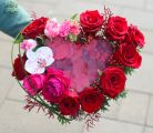 Heart bouquet with roses, orchid