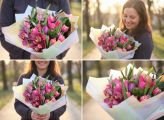 Tulpen mit Orchideen und kleine Blumen (21 stiele) - original product photo with AI background