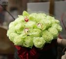 Green roses, orchids flowerbox (23 stems)