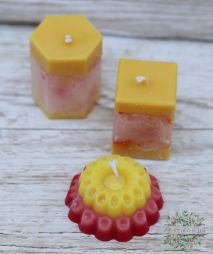flower delivery Budapest - scented, 3-piece candle set in yellow-red colors