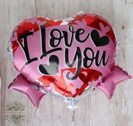 flower delivery Budapest - I love You pink-red floie baloon