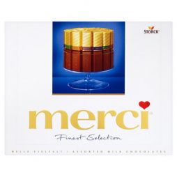 flower delivery Budapest - blue Merci 250g (4 types of milk chocolate specialties)