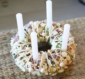 flower delivery Budapest - Modern advent wreath with dryflowers (40cm)