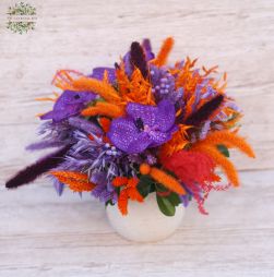 Virágküldés Budapest - Szárazvirágos nyárias virágdísz 3 vanda orchideával