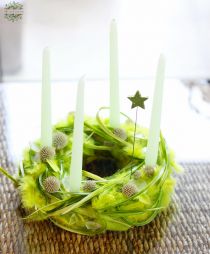 flower delivery Budapest - Modern Advent wreath, grass green, fluffy (35cm)