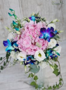 Centerpiece (hydrangea, lizantus, dendrobium, white, blue, pink), wedding