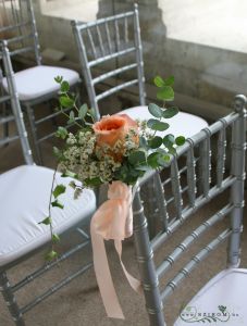 chair decoration , Fisherman's Bastion (rose, limonium, orange, peach, amber), wedding