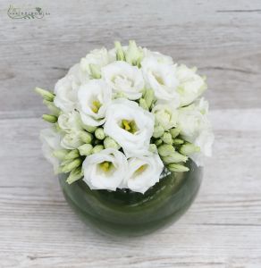 White lisianthus in glass ball wedding centerpiece