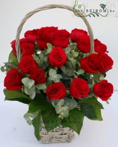 standing basket with 20 red roses