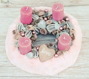 Soft pink advent wreath (30cm)