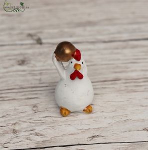 Minihuhn mit goldenem Ei (5 cm)