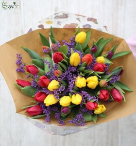 Tulip bouquet with salt flower, 35 stems