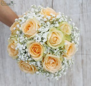 Bridal bouquet (rose, baby breath, white, peach)