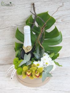 Tropischer Blumenkasten mit Champagner 