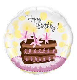 Birthday mylar balloon with cake (45cm)