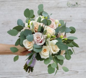 bridal bouquet (rose, creme, peach, pink)