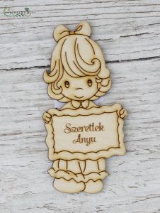 I Love Mom, Wooden Girl (10cm)