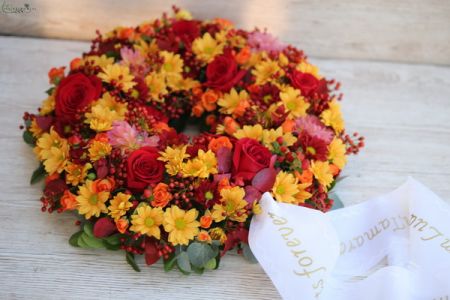 autumn wreath with rosehips (45cm ,28st)