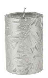 Silve candle , ice star pattern, 10 cm