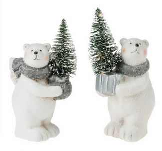 jegesmedve figura fenyővel, 1 db, 15cm