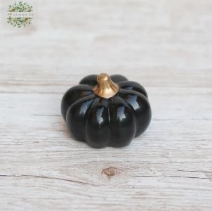 Black ceramic pumpkin, 6 cm
