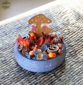 autumn table decoration with metal mushroom (18cm)
