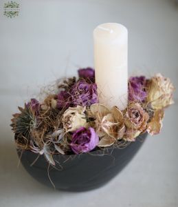 Getrocknete Blume Anordnung mit Kerze (20cm)