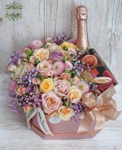 pezsgő és csoki rosegold dobozban (26szál)