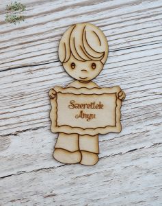 Szeretlek anyu kisfiú fa felirat