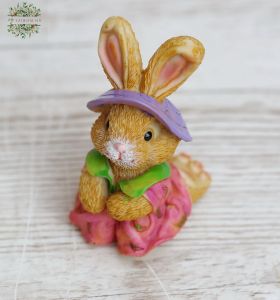 liegender Hase aus Keramik mit Hut (9cm)